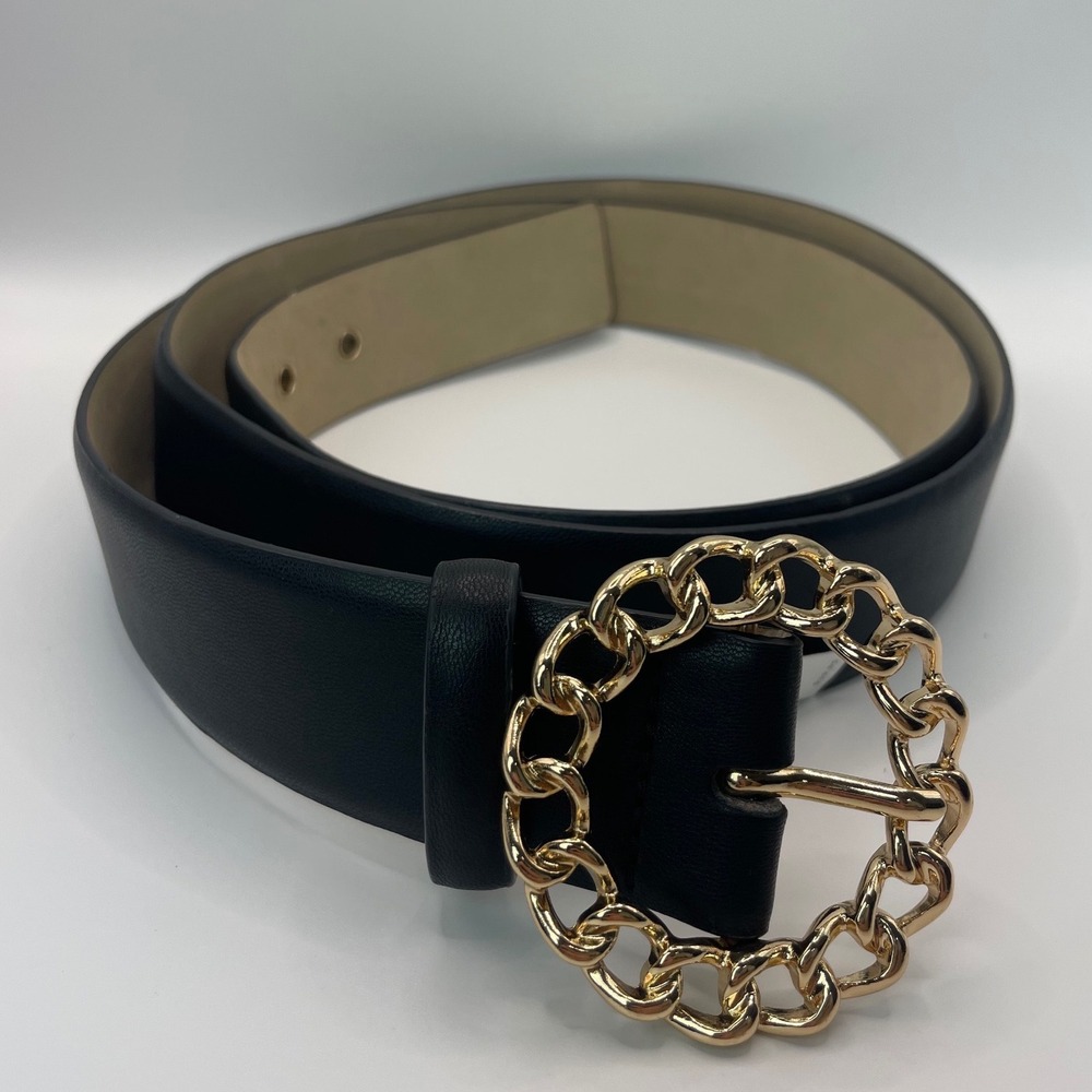 Lane Bryant Black Faux Leather Chain Link Buckle Belt Womens Plus Size 22/24 NEW